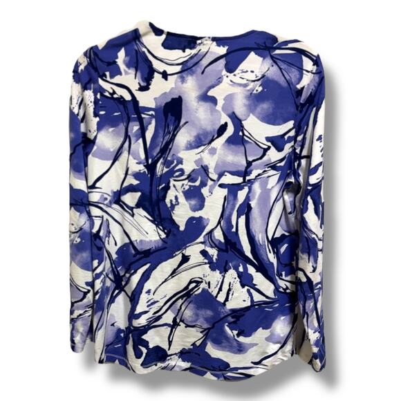 Chico's Weekends Top Sz 0 Small‎ Purple White Long Sleeve Stretch Knit Women's - Picture 3 of 7